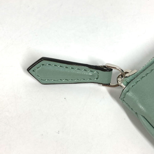 FENDI Pouch 8BS007 leather green Coin case Wallet Clutch Small Women Used Authentic