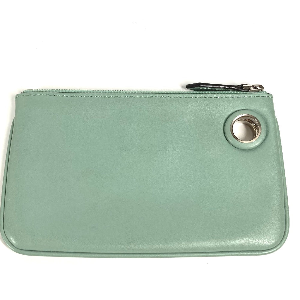 FENDI Pouch 8BS007 leather green Coin case Wallet Clutch Small Women Used Authentic