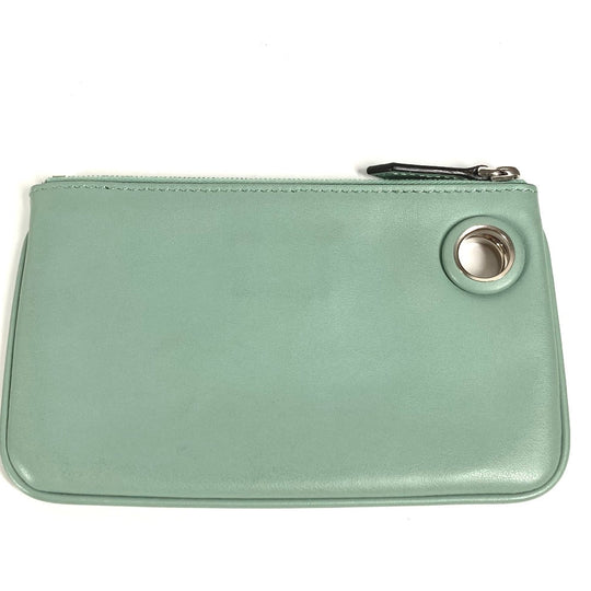 FENDI Pouch 8BS007 leather green Coin case Wallet Clutch Small Women Used Authentic
