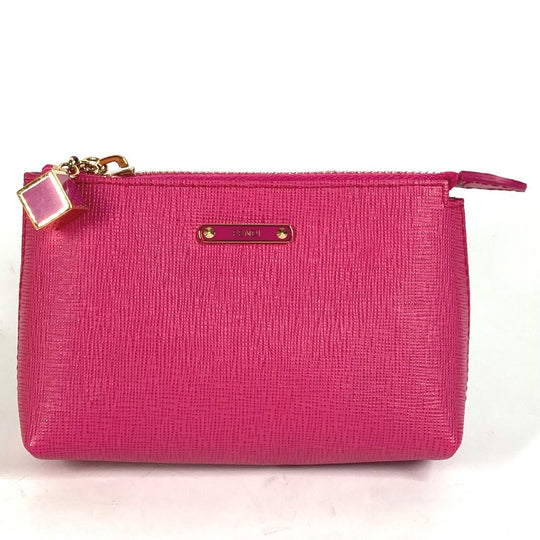 FENDI Pouch leather pink logo Women Used Authentic