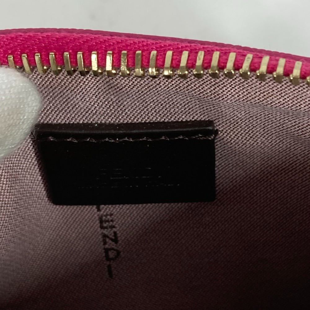 FENDI Pouch leather pink logo Women Used Authentic