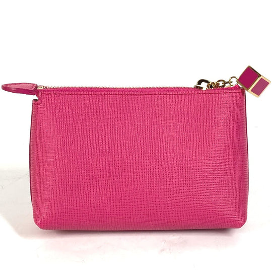 FENDI Pouch leather pink logo Women Used Authentic