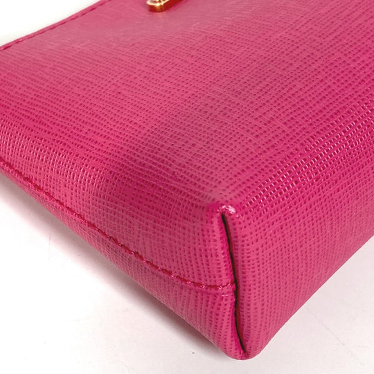 FENDI Pouch leather pink logo Women Used Authentic