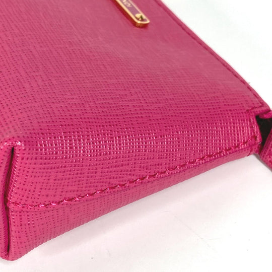 FENDI Pouch leather pink logo Women Used Authentic