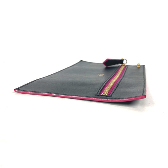 FENDI Pouch leather black By color Accessories Flat Women Used Authentic