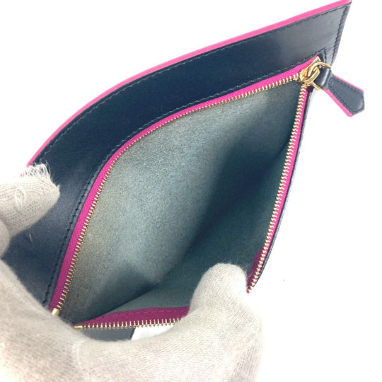 FENDI Pouch leather black By color Accessories Flat Women Used Authentic