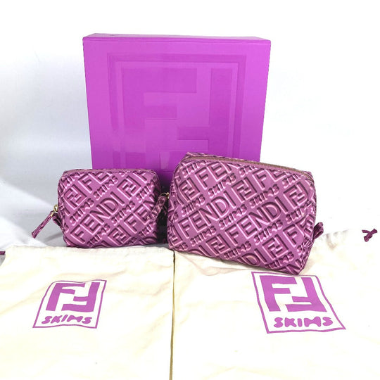 FENDI Pouch 8N0179 Nylon purple SKIMS collaboration logo Women Used Authentic