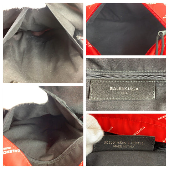 BALENCIAGA Backpack Nylon Red black Backpack Explorer mens Used Authentic