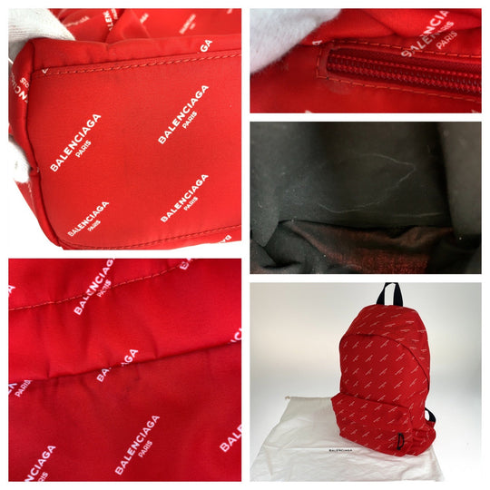 BALENCIAGA Backpack Nylon Red black Backpack Explorer mens Used Authentic