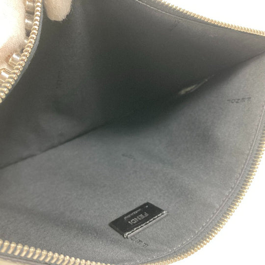 FENDI Clutch bag Leather, Fur black studded pouch Karl Lagerfeld Carlito