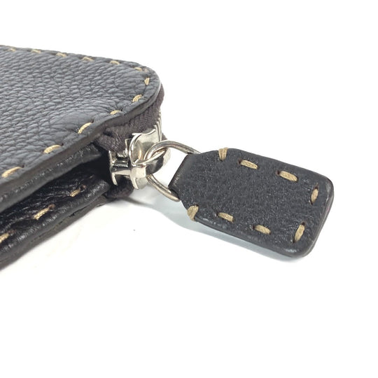 FENDI Clutch bag leather Dark brown bag pouch Celeria mens Used Authentic