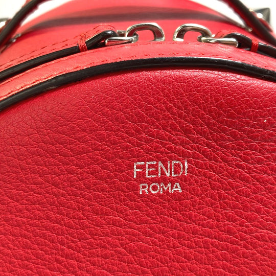FENDI Backpack 8BZ038 leather Red Valentine limited color studs Mini backpack Women Used Authentic