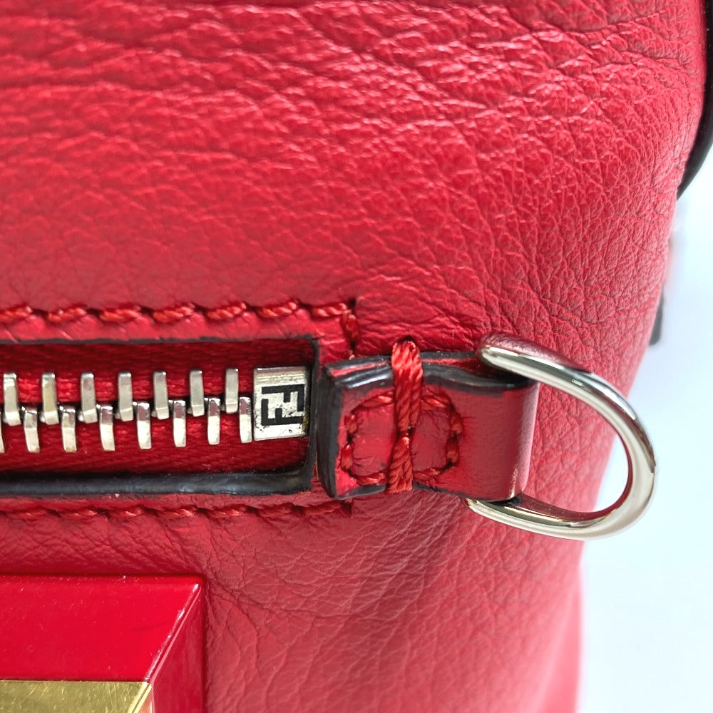 FENDI Backpack 8BZ038 leather Red Valentine limited color studs Mini backpack Women Used Authentic