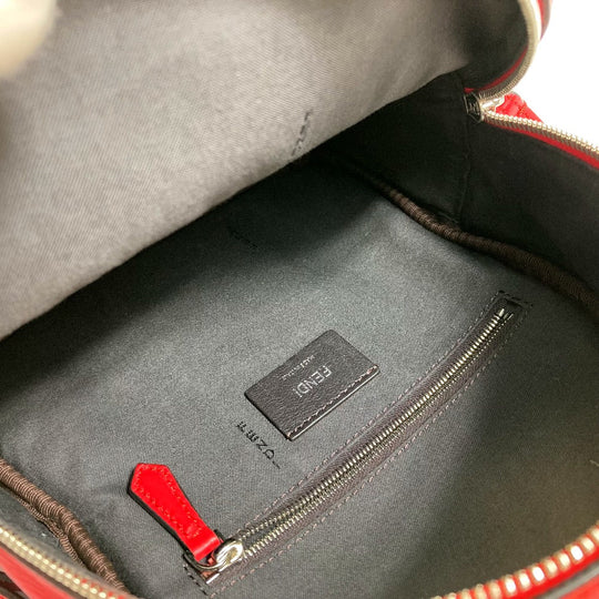 FENDI Backpack 8BZ038 leather Red Valentine limited color studs Mini backpack Women Used Authentic