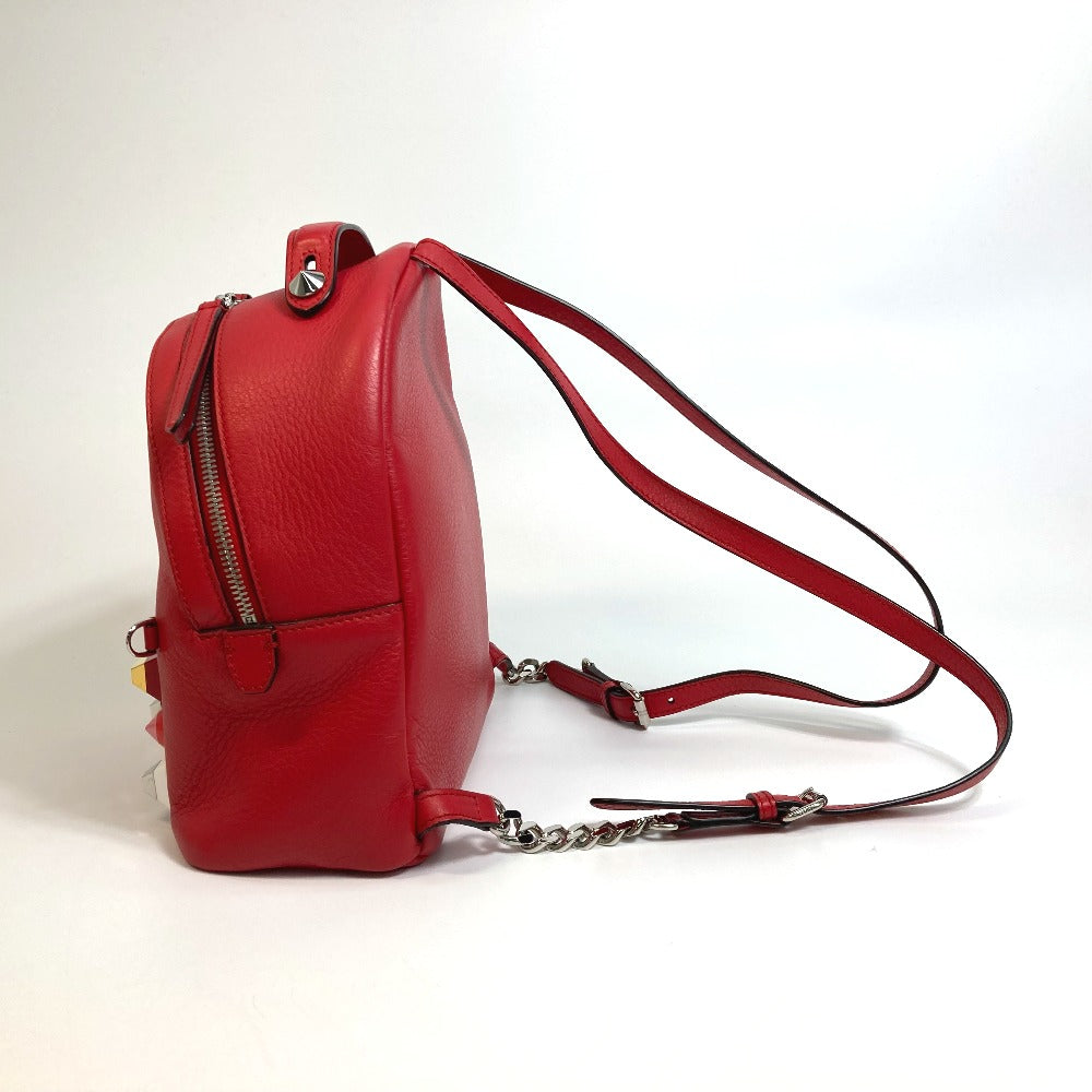 FENDI Backpack 8BZ038 leather Red Valentine limited color studs Mini backpack Women Used Authentic
