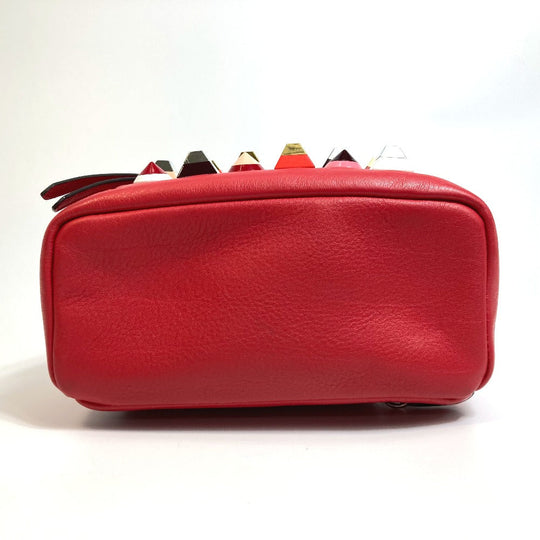 FENDI Backpack 8BZ038 leather Red Valentine limited color studs Mini backpack Women Used Authentic