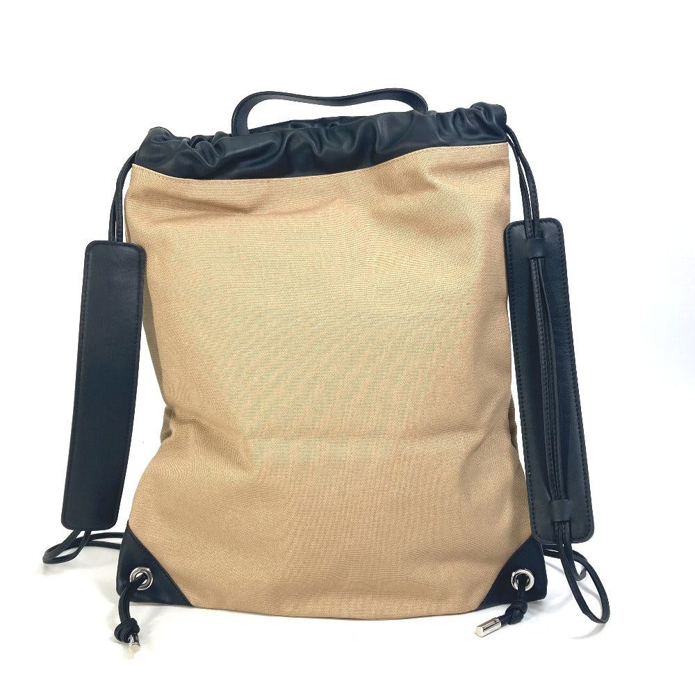 FENDI Backpack 7VZ057 Canvas / leather beige knapsack logo Women Used Authentic