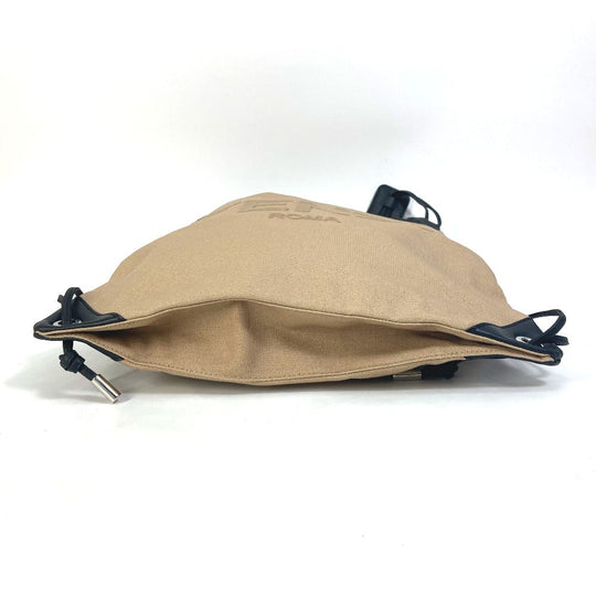 FENDI Backpack 7VZ057 Canvas / leather beige knapsack logo Women Used Authentic