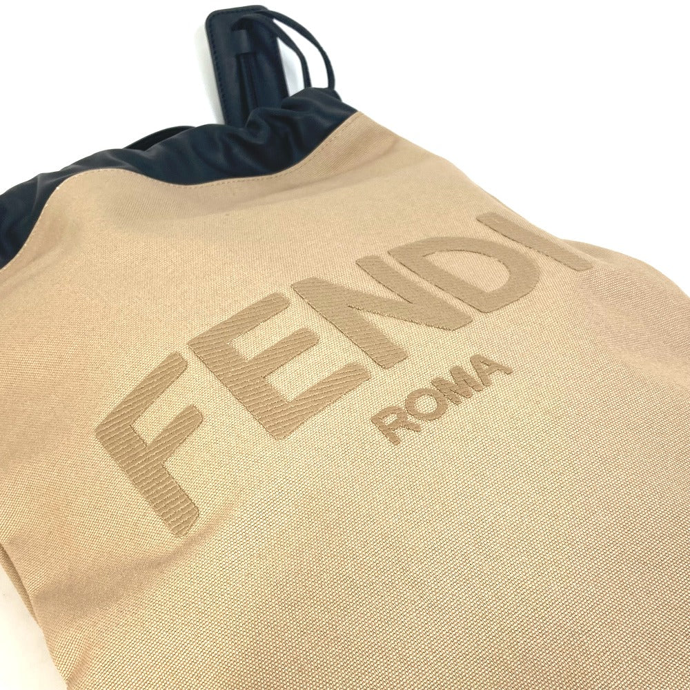 FENDI Backpack 7VZ057 Canvas / leather beige knapsack logo Women Used Authentic