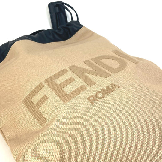 FENDI Backpack 7VZ057 Canvas / leather beige knapsack logo Women Used Authentic
