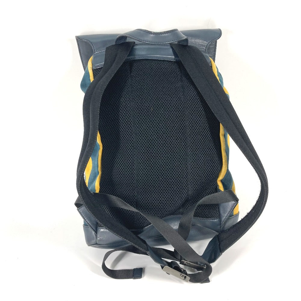 FENDI Backpack 7VZ031 Canvas / leather yellow Optikal Stripes mens Used Authentic