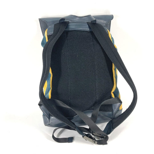 FENDI Backpack 7VZ031 Canvas / leather yellow Optikal Stripes mens Used Authentic