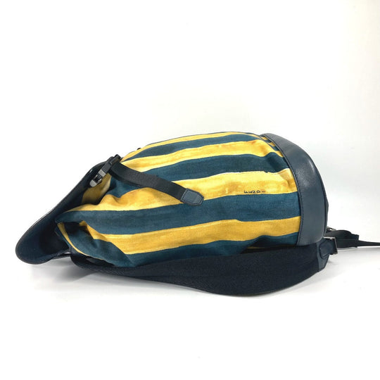 FENDI Backpack 7VZ031 Canvas / leather yellow Optikal Stripes mens Used Authentic