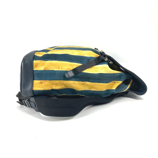FENDI Backpack 7VZ031 Canvas / leather yellow Optikal Stripes mens Used Authentic