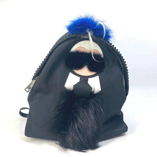 FENDI Backpack 7VZ016 Nylon black backpack bag Karl Lagerfeld Women Used Authentic
