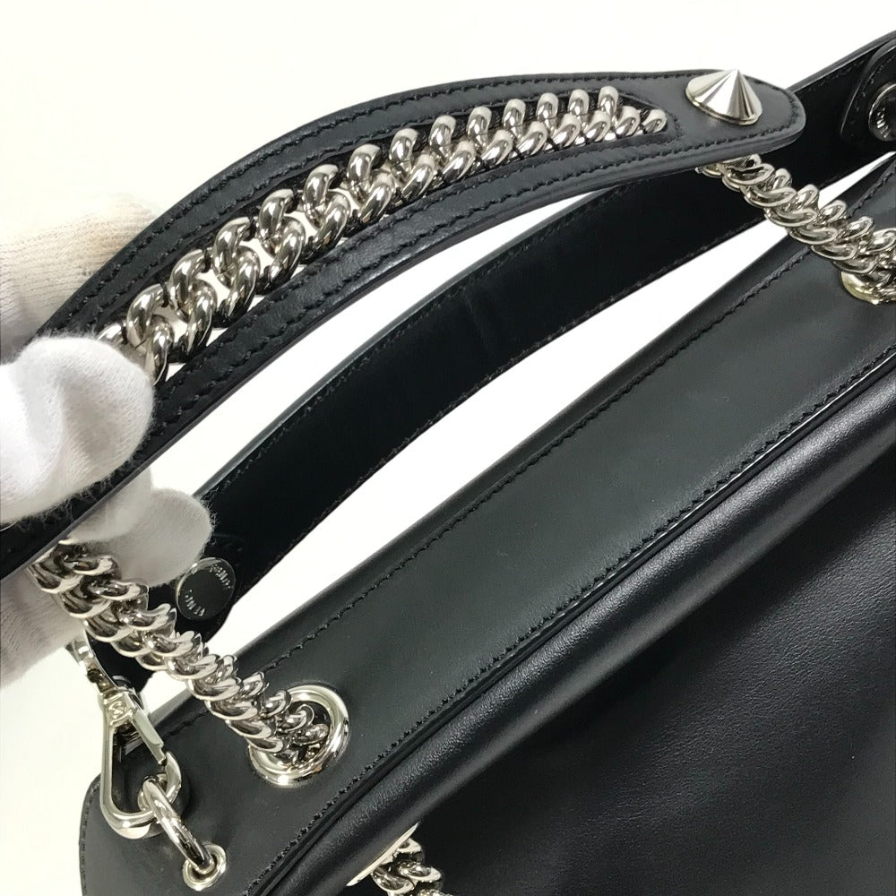 FENDI Backpack 8BZ042 leather black Bag to school Women Used Authentic