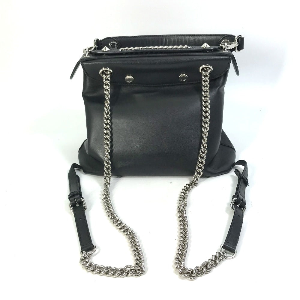 FENDI Backpack 8BZ042 leather black Bag to school Women Used Authentic
