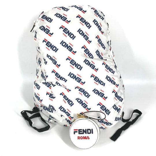 FENDI Backpack Nylon white backpack bag FILA collaboration Women Used Authentic