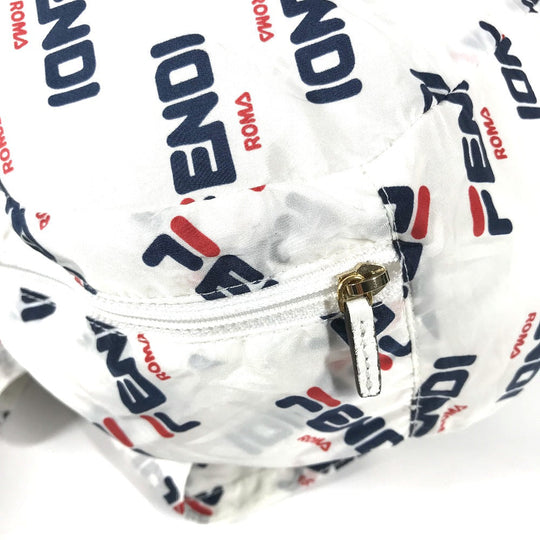 FENDI Backpack Nylon white backpack bag FILA collaboration Women Used Authentic