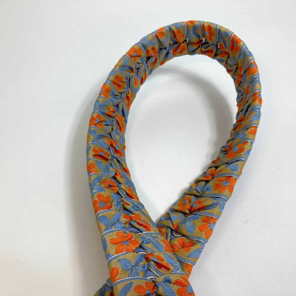 FENDI Shoulder strap 8AV077 Leather, Canvas Blue x orange flour ribbon floral flower Women Used Authentic