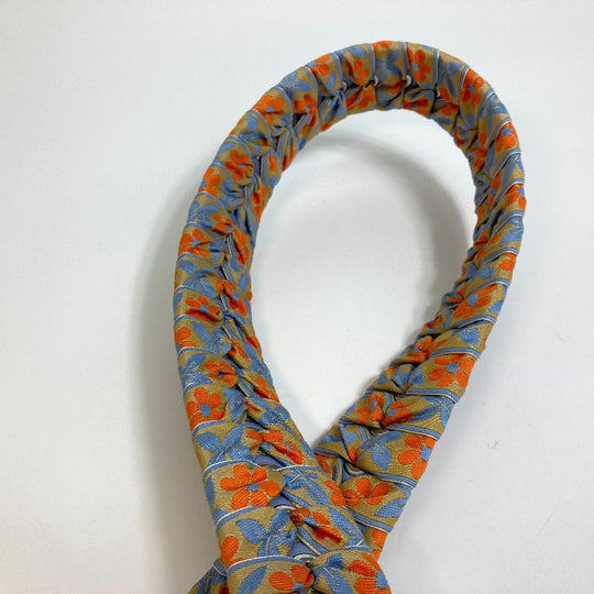 FENDI Shoulder strap 8AV077 Leather, Canvas Blue x orange flour ribbon floral flower Women Used Authentic