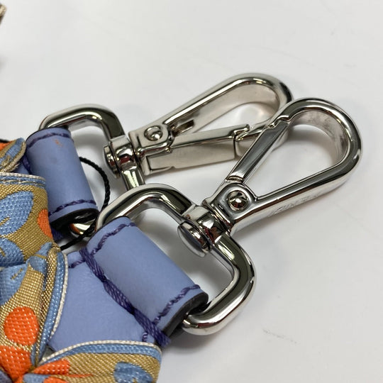 FENDI Shoulder strap 8AV077 Leather, Canvas Blue x orange flour ribbon floral flower Women Used Authentic