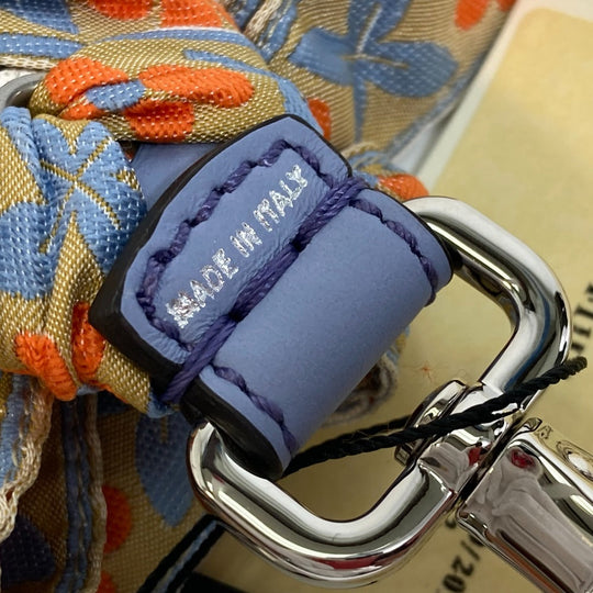 FENDI Shoulder strap 8AV077 Leather, Canvas Blue x orange flour ribbon floral flower Women Used Authentic