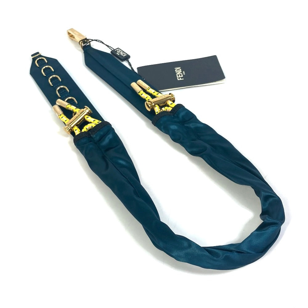 FENDI belt 8C0627 Satin canvas Blue type belt Women Used Authentic