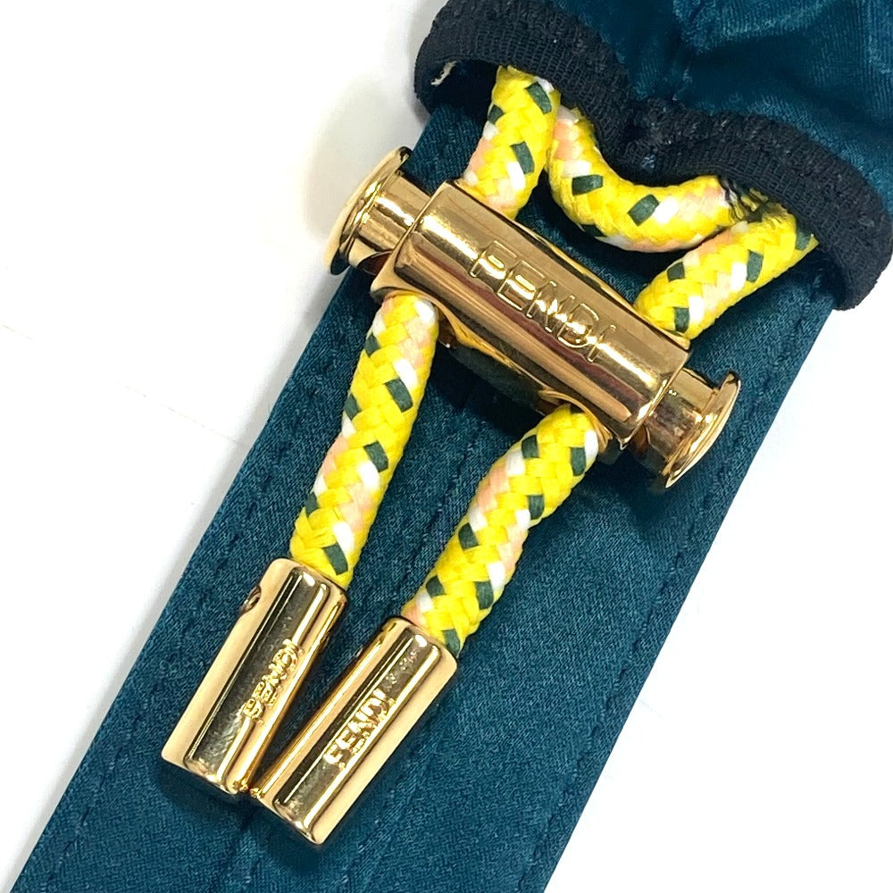FENDI belt 8C0627 Satin canvas Blue type belt Women Used Authentic