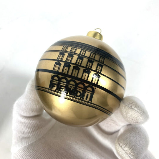 FENDI charm plastic gold Xmas Christmas ball logo Christmas ornaments unisex(Unisex) Used Authentic