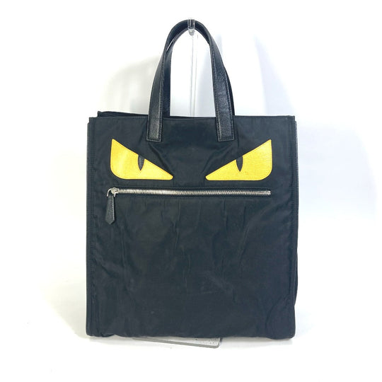 FENDI Tote Bag 7VA367 Nylon black Monster Bugs mens Used Authentic