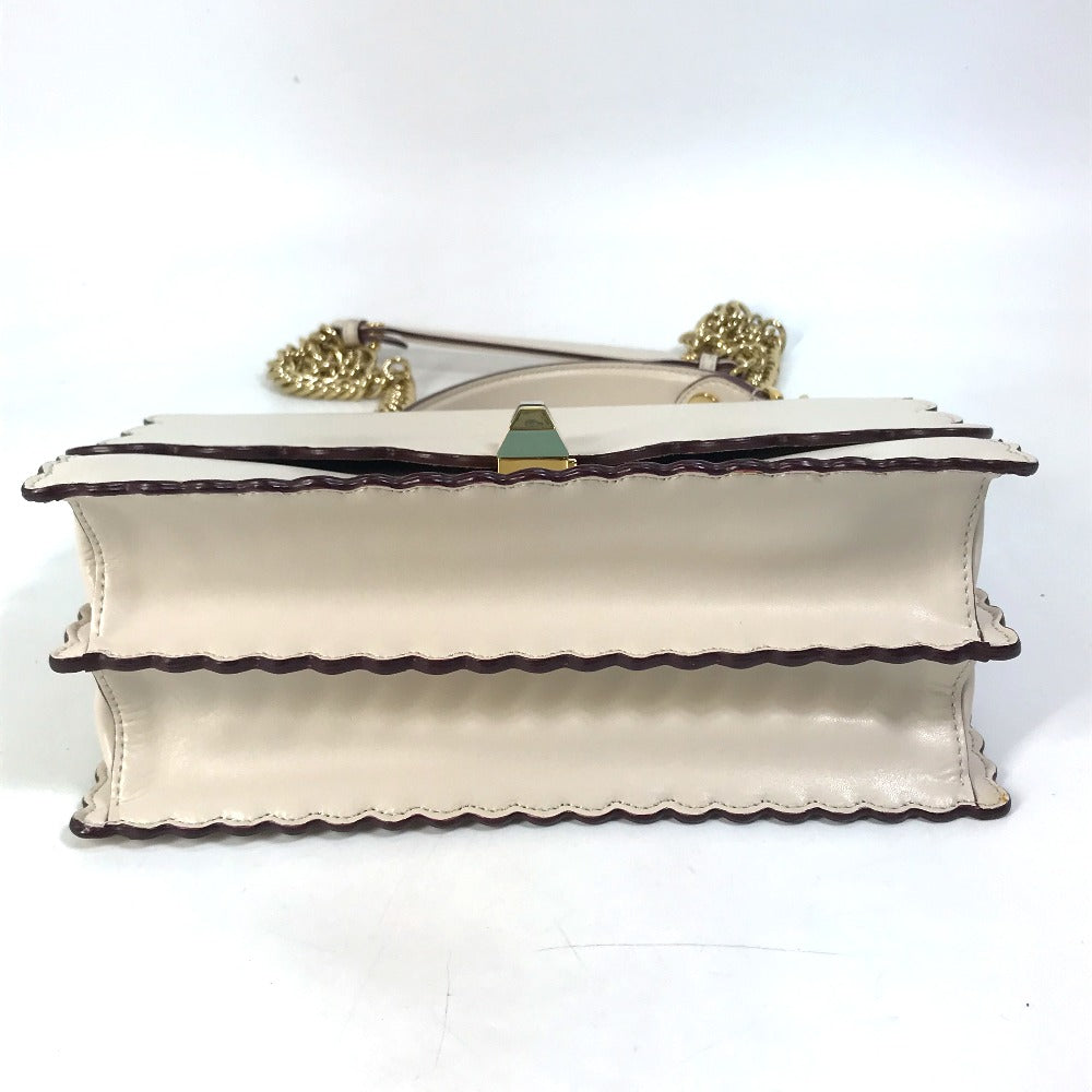 FENDI Shoulder Bag 8BT283 leather beige Multi studs Canai Women Used Authentic