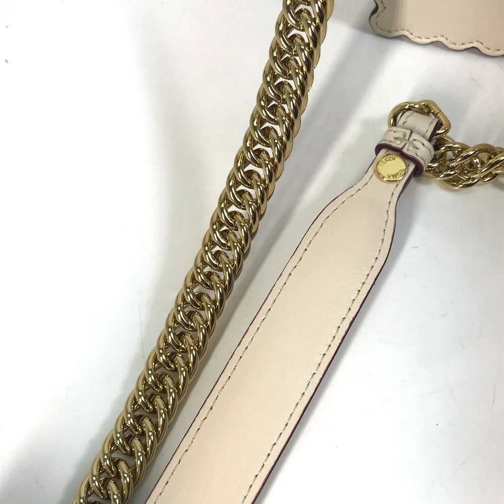 FENDI Shoulder Bag 8BT283 leather beige Multi studs Canai Women Used Authentic