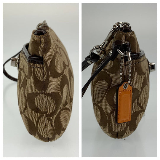 COACH Clutch bag canvas beige Signature