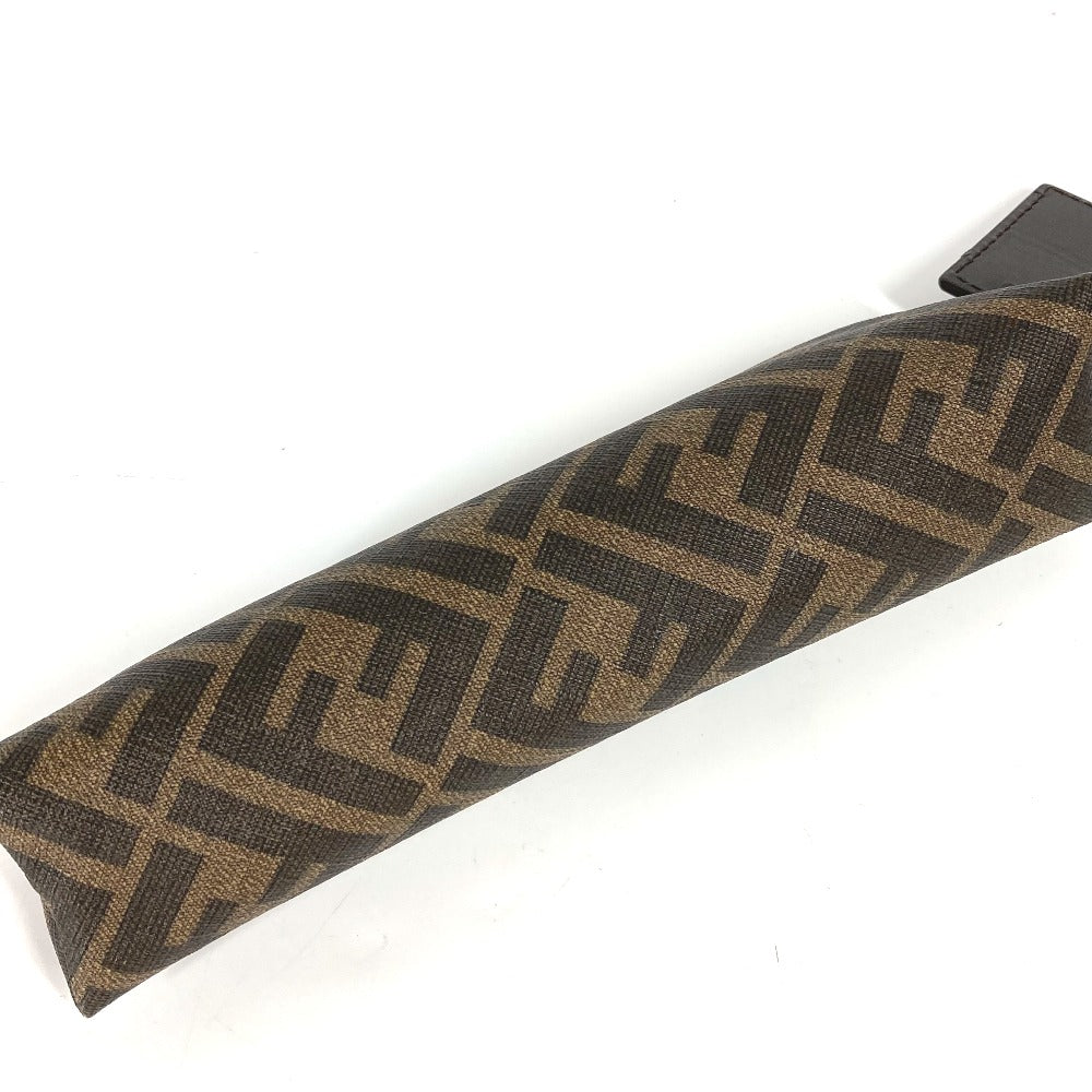 FENDI pencil case 7N0117 PVC / Leather Brown Zucca Fabric Women Used Authentic