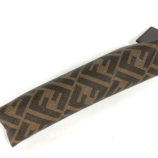 FENDI pencil case 7N0117 PVC / Leather Brown Zucca Fabric Women Used Authentic