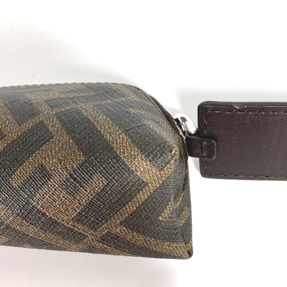 FENDI pencil case 7N0117 PVC / Leather Brown Zucca Fabric Women Used Authentic