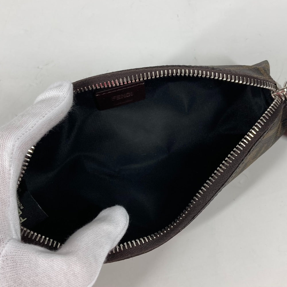 FENDI pencil case 7N0117 PVC / Leather Brown Zucca Fabric Women Used Authentic