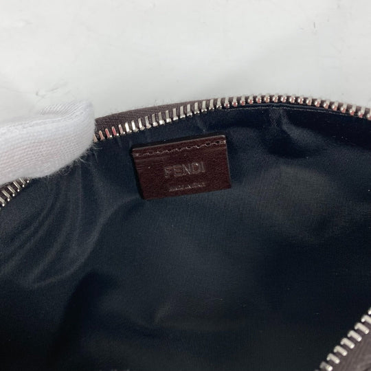 FENDI pencil case 7N0117 PVC / Leather Brown Zucca Fabric Women Used Authentic