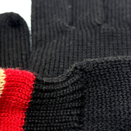 FENDI Glove wool Brown typex red Zucca Glove Women 8 Used Authentic